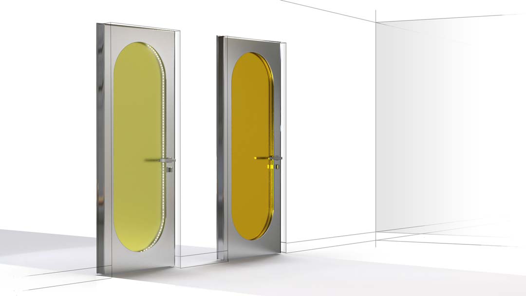 дизайнерские двери со овальным стеклом, ikamildesign f127