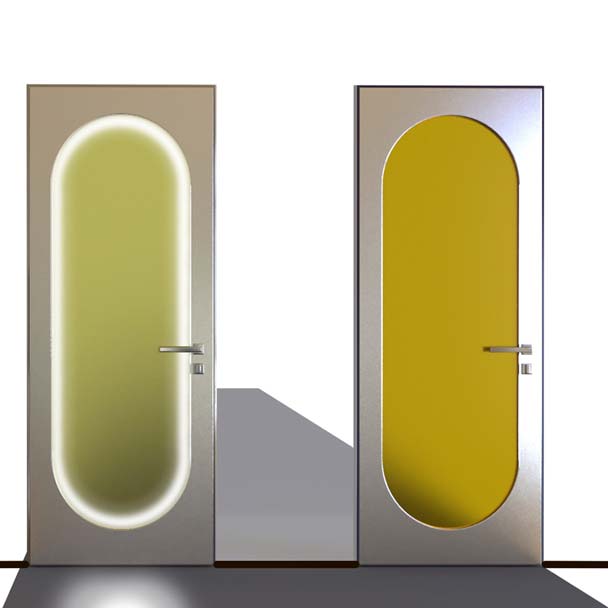 сравнение включенной и выключенной подсветки у дверей, ikamildesign