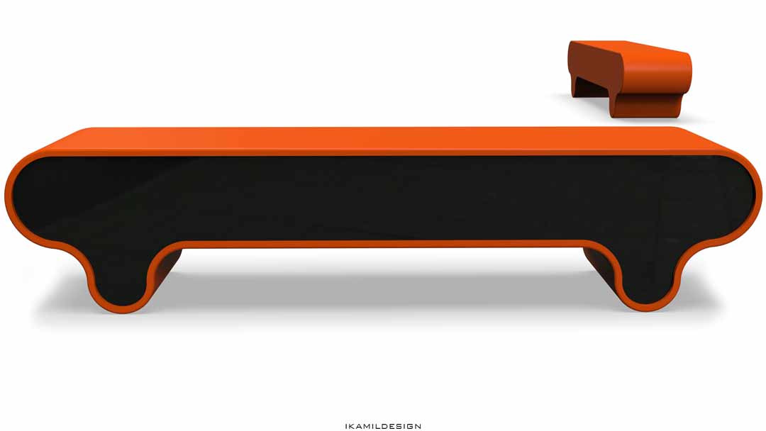 скамейка оранжевый и черный, ikamildesign f143