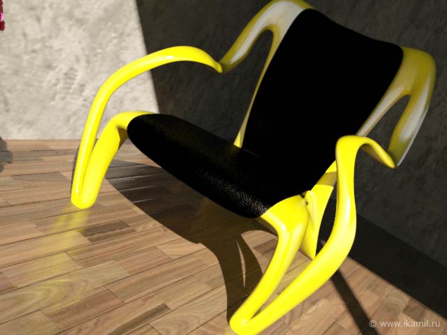 кожа варана и желтая резина в кресле