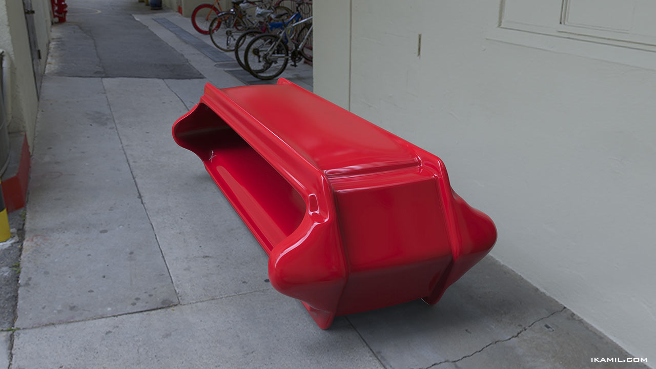 дизайнерская красная скамейка китаки