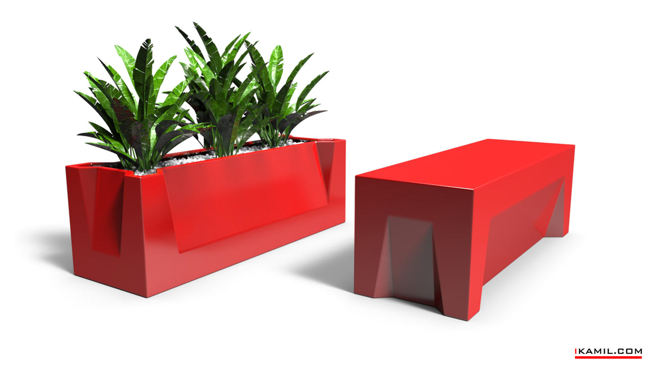 красная мебель, скамейка гардерик-куб ➠