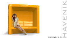 дизайнерская оранжевая скамейка крытая