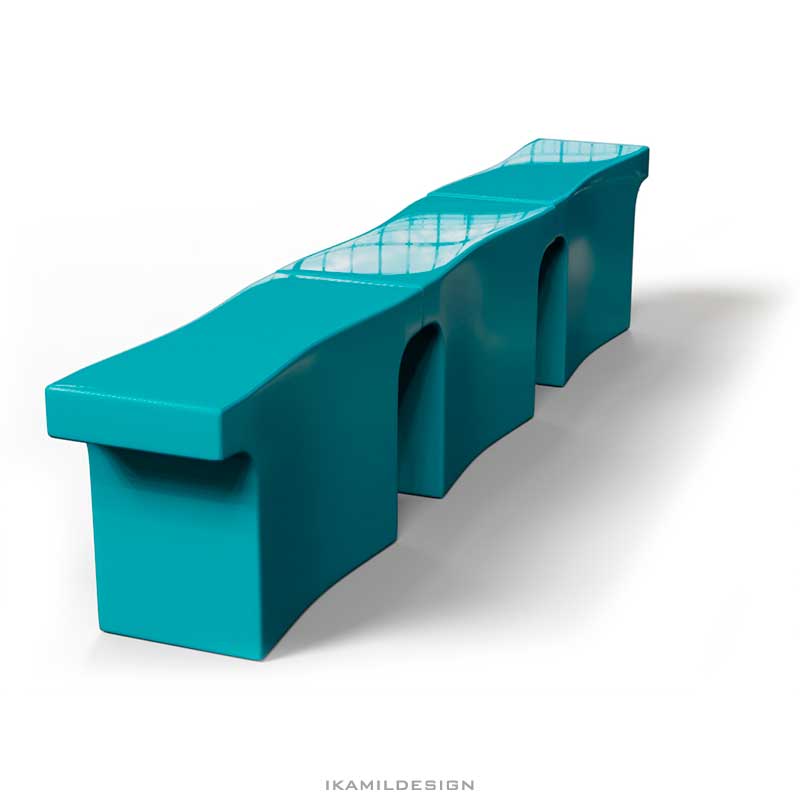 три одинаковые секции дизайнерской скамейки для тц, ikamildesign f119