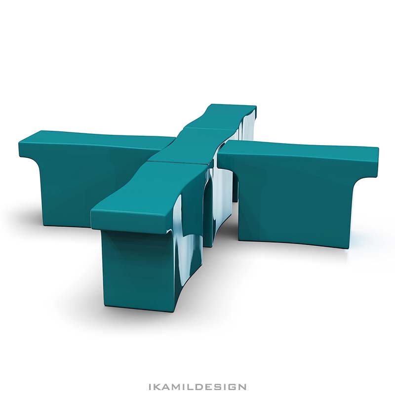 бирюзовая мебель, скамейка тарки, пять элементов, ikamildesign