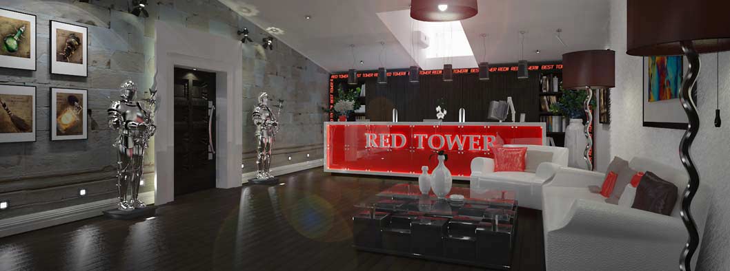 интерьер красная башня, частный дизайнер