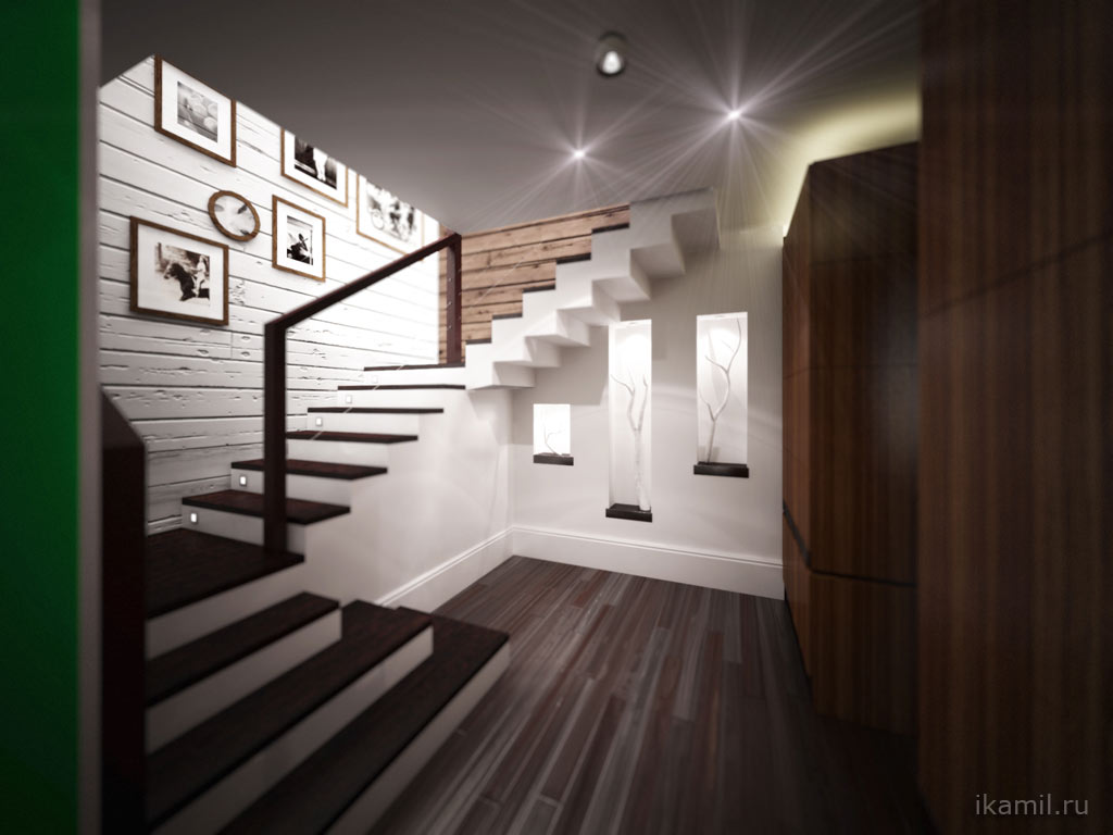 интерьер лестничного помещения, дизайн лестницы