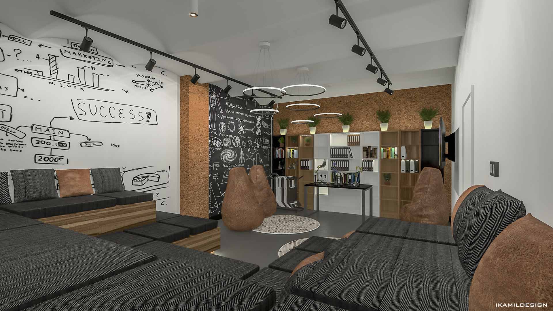 цокольный этаж, проект кабинета молодёжного офиса, москва, ikamildesign