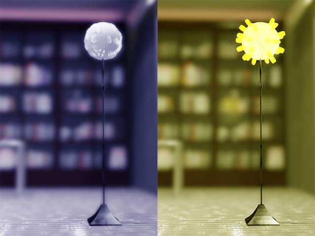 сравнение луны и солнца в светильнике санмоник