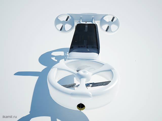 летающая белая машина, концепт будущее