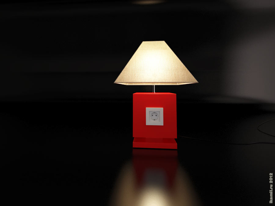 дизайнерский красный настольный светильник с розетками