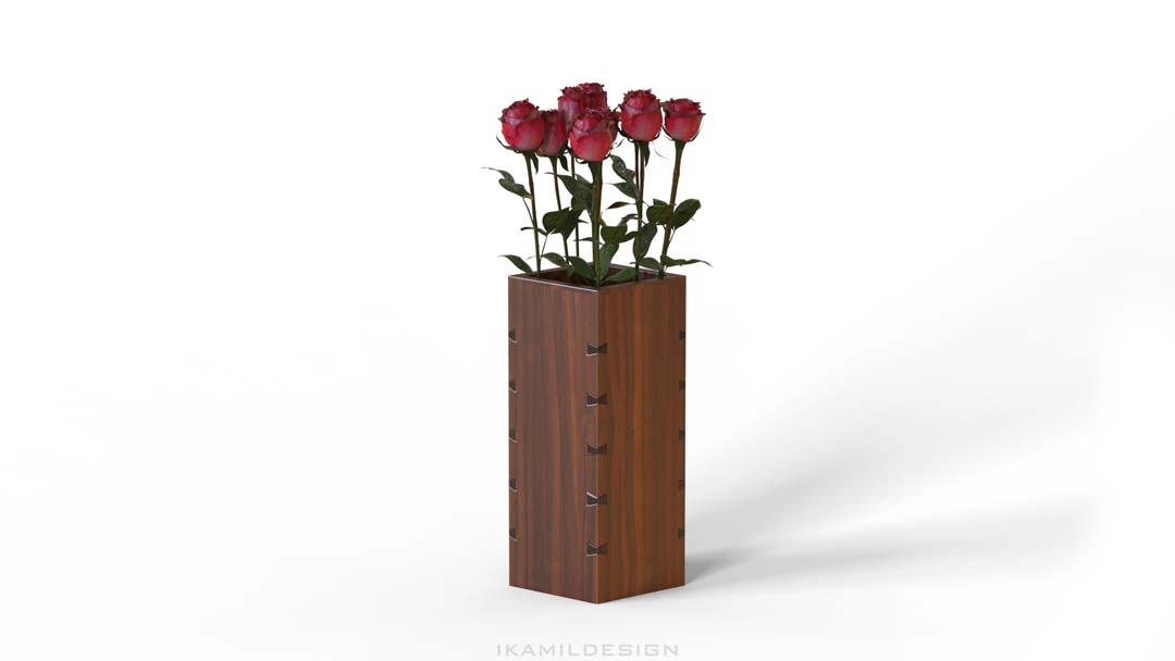 дизайн деревянной вазы и упаковки